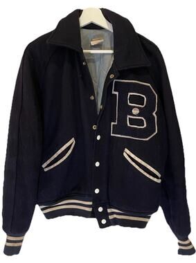 Vintage Felco Basketball Navy Wool Quilted Varsity Letterman Jacket Sz M/L